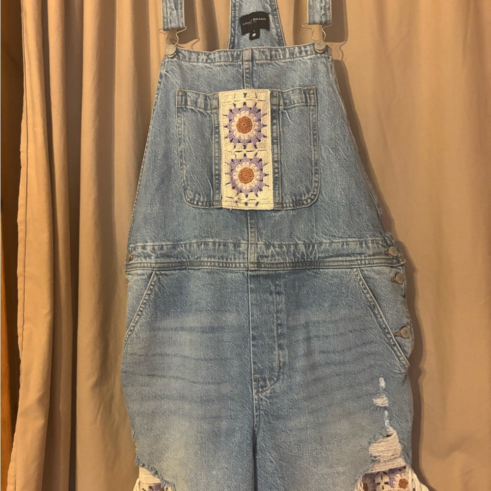 Lucky Brand Denim Overalls with Embroidered Details, super cute!